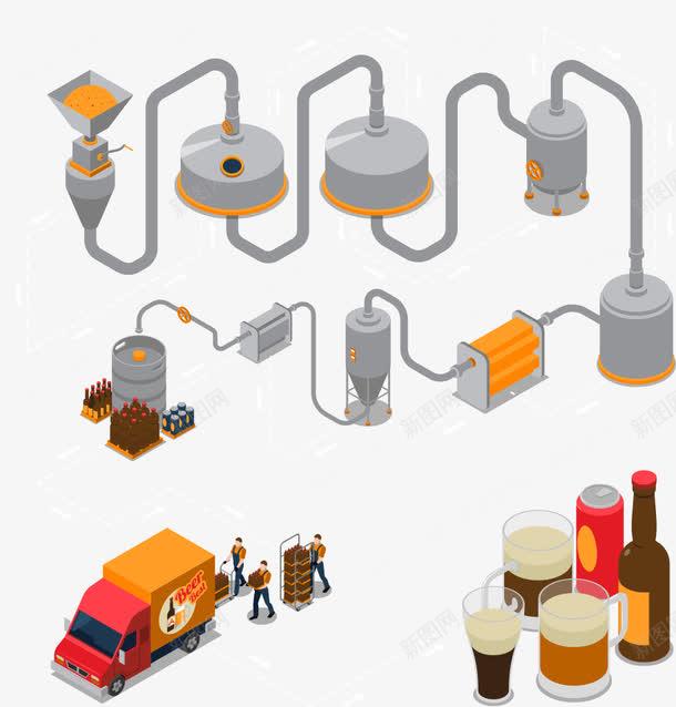 工廠生產(chǎn)飲料矢量圖 免摳PNG素材在電商與網(wǎng)頁設計中的創(chuàng)意應用